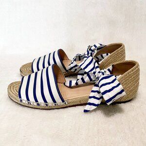 Polo Ralph Lauren White and Blue Striped Canvas Espadrilles